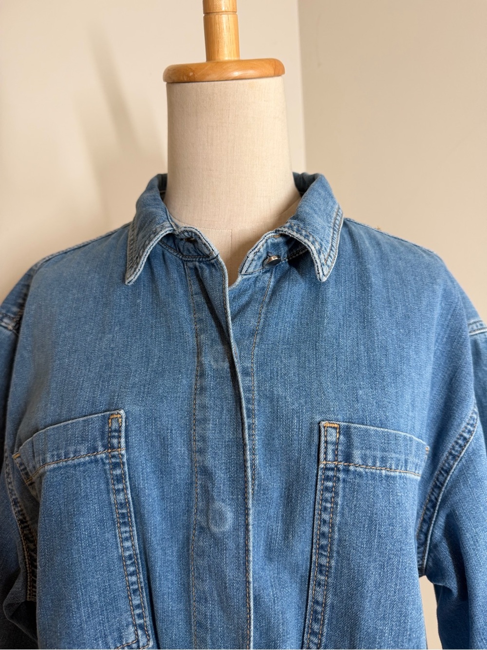 Anthropologie Pilcro Women’s Boxy Buttondown (Snaps) - SZ L- Blue Denim Shirt - Picture 5 of 14